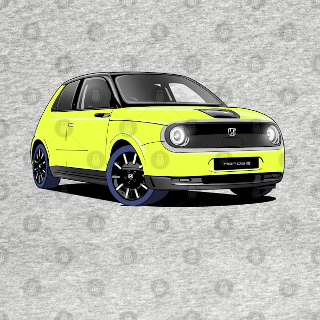 Honda e Electric Car in Standard Yellow by Webazoot